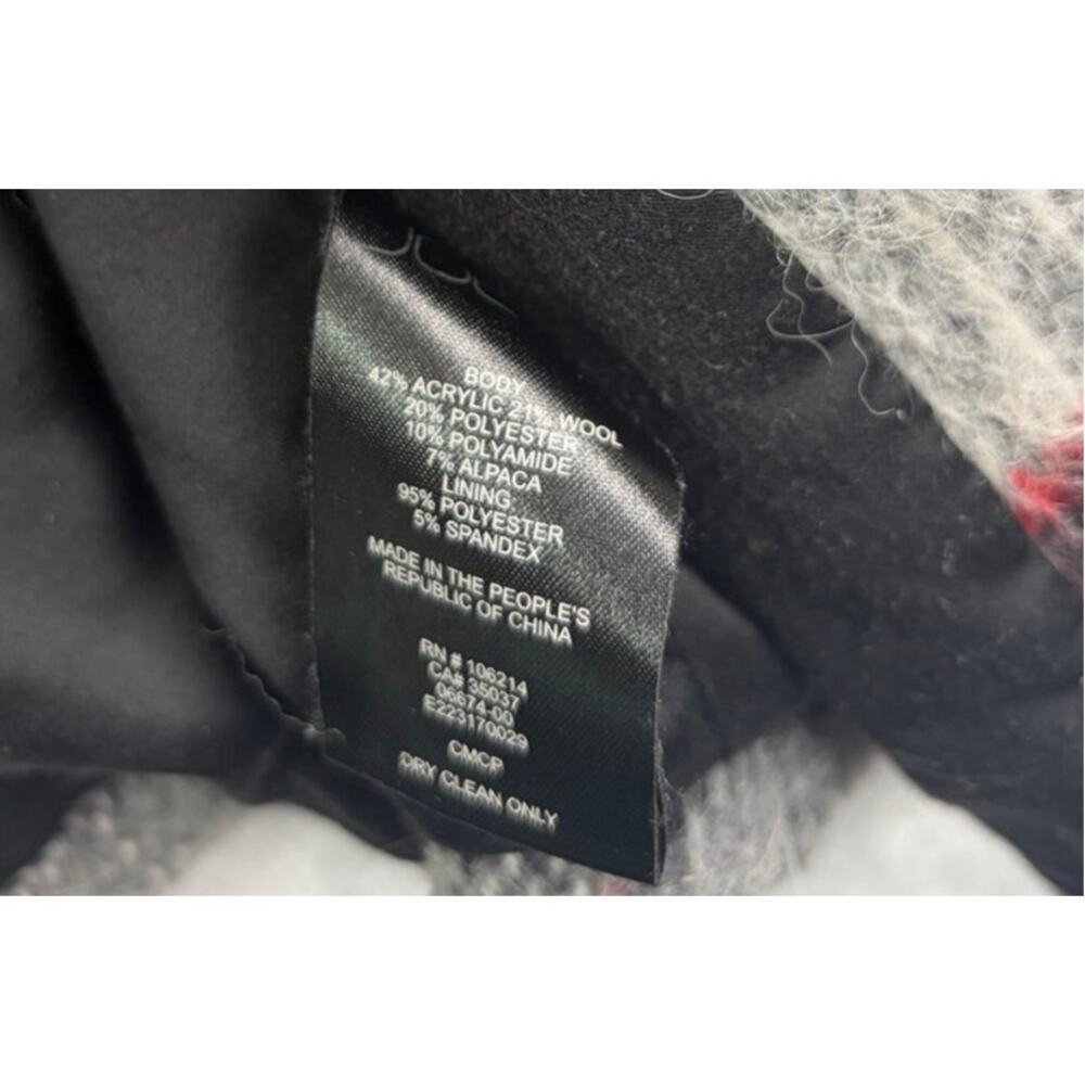 Joe's Jeans Alister Plaid Cream/Charcoal/Red Wool Blend Long Coat - Size XS - Picture 8 of 10